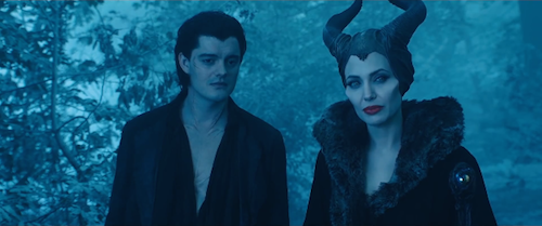 Maleficent (Angelina Jolie) and her partner in crime Diaval (Sam Riley)